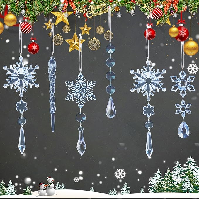 18pcs Crystal Christmas Ornaments for Christmas Tree Decorations-Blue