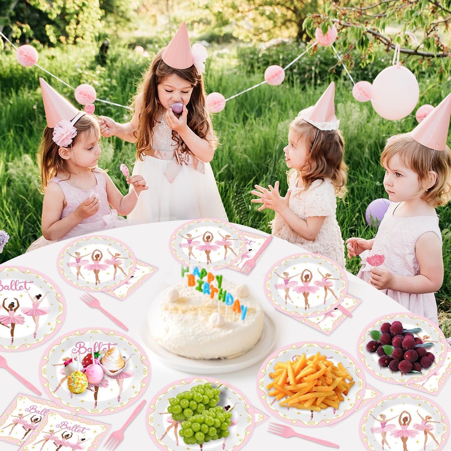 Qyeahkj 100 Pcs Ballerina Birthday Party Decorations for Ballet Plates