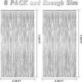 8 Pack Silver Backdrop, 3.28 FT x 7.05 FT Birthday Backdrop, Metallic