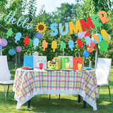 Hello Summer Banner Colorful Glitter Hello Summer Ice Cream Garland
