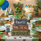 4 Pcs Dinosaur Table Decorations Wooden Dinosaur Decor Dino Safari