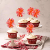 Gyufise 30Pcs Foil Firework Cupcake Toppers Sparkle Tinsel Cake Topper