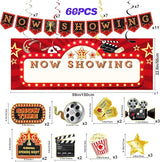 Movie Night Party Decorations Kit 60 Pcs Now Showing Banner Hanging