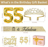 55th Birthday Decorations for Women Gold with 55th Birthday Sash and
