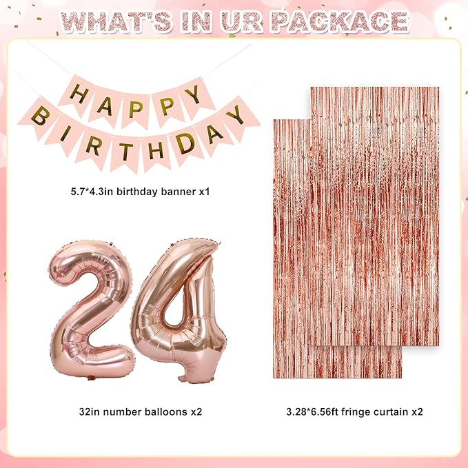 Rose Gold Birthday Party Decorations Happy Birthday Banners