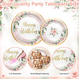 168 PCS Rose Gold Birthday Party Decorations Pink Floral Birthday