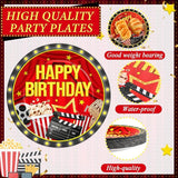 96PCS Movie Theme Birthday Party Paper Plates and Napkins Happy