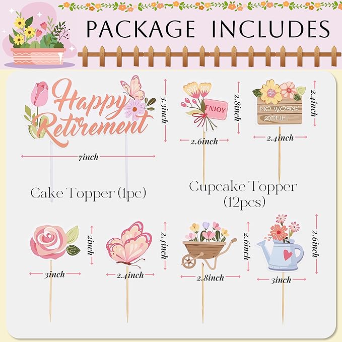 Spring Gardening Retirement Decorations 25pcs Retro Style Garden