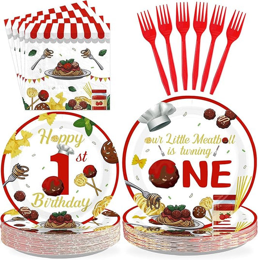 96Pcs Meatball 1st Birthday Party Supplies Meatball is Turning One