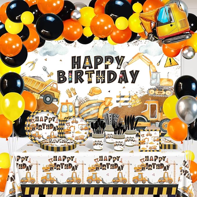 Construction Birthday Party Supplies 251 PCS Construction Birthday