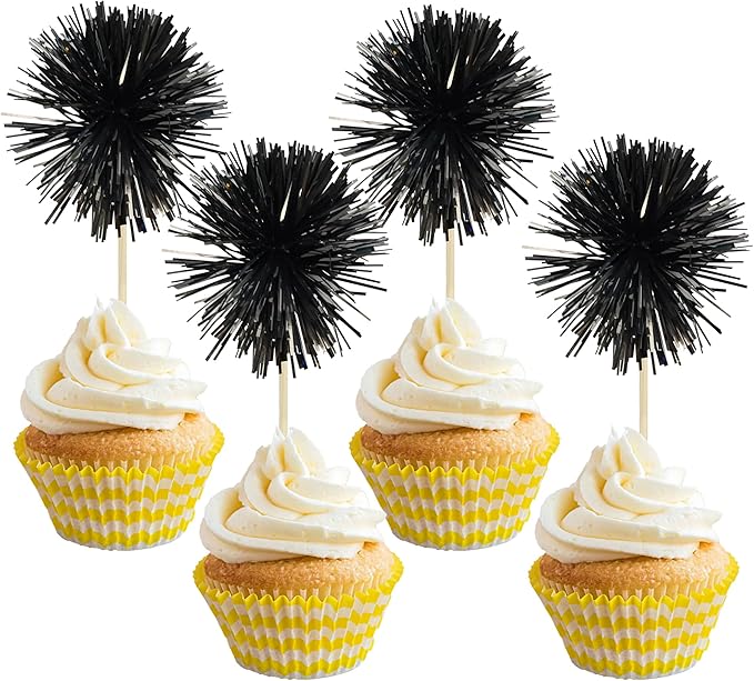 Gyufise 30Pcs Foil Firework Cupcake Toppers Sparkle Tinsel Cake #25