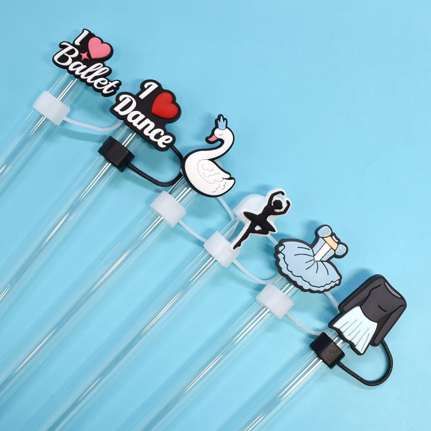 30 Pack Ballet Straw Covers Cap for Tumblers, 10mm Cute Dust-Proof