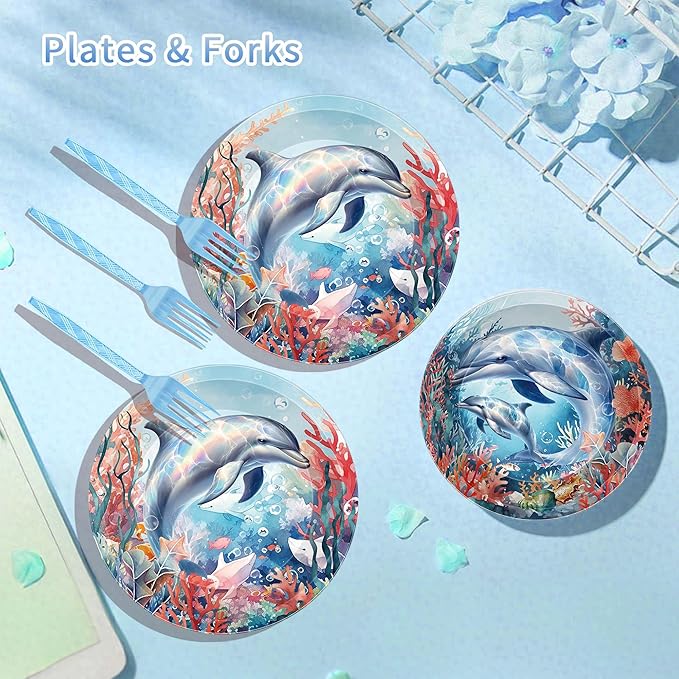 96 Pcs Dolphin Birthday Party Decorations Under the Sea Dolphin