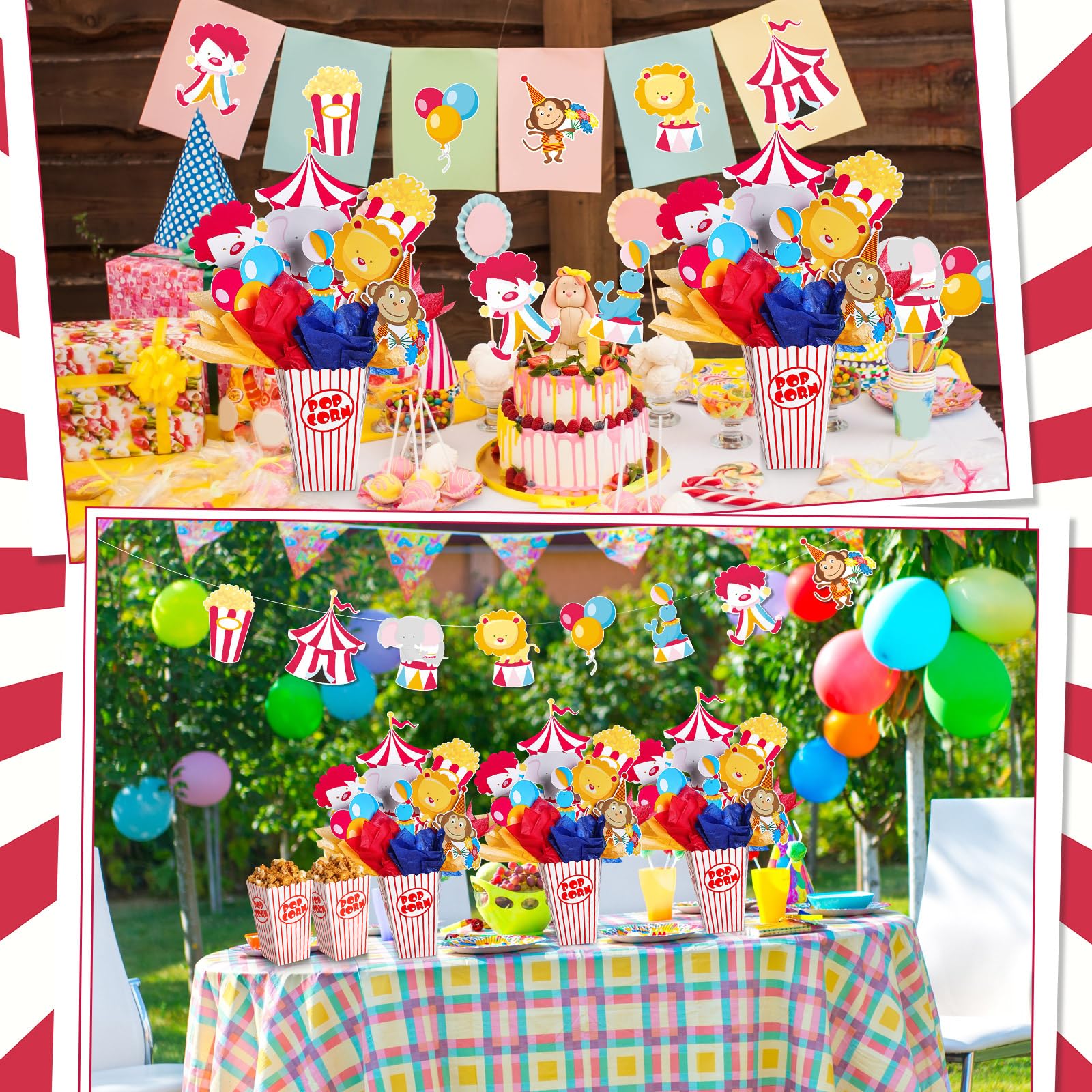 Weekgrat 6 Sets Circus Carnival Party Centerpieces Decorations Circus