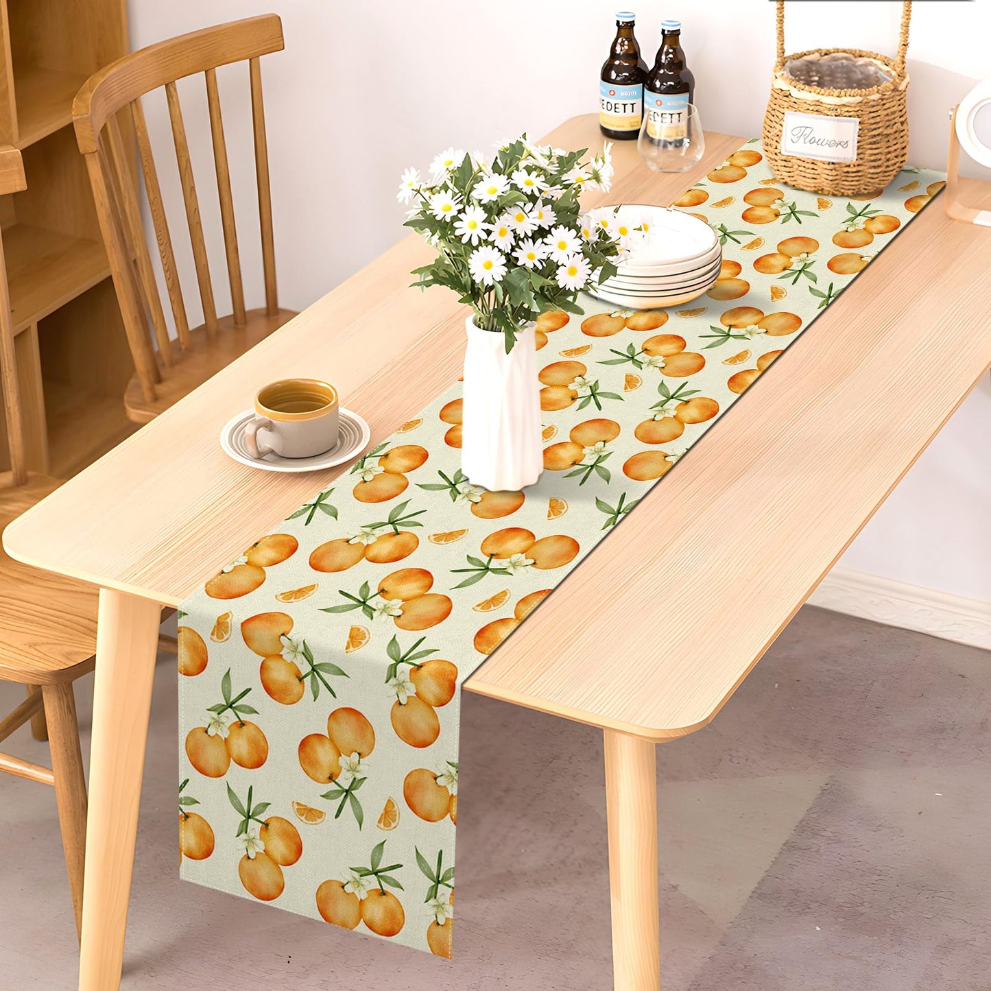Pudodo Orange Citrus Table Runner Little Cutie Themed Birthday Baby