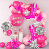 10 Pcs Pink Cowgirl Boot Balloons, Foil Disco Cowgirl Balloons Western