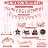 Rose Gold Retirement Party Decorations for Women Retired Crown and