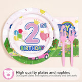 96Pcs Pink Pig 2nd Birthday Party Decorations Pink Piggy Paper Plates