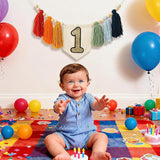 Handmade Rainbow 1st Birthday HighChair Banner Colorful Party