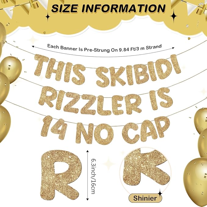 Fulmoon Pre Strung This Skibidi Rizzler Is 14 No Cap Glitter Banner