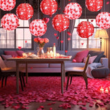 12 Pcs Valentine's Day Paper Lanterns Party Decorations Heart