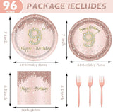 24 Sets 9th Rose Gold Birthday Party Decrations for Girls 9 Birthday