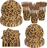 140PCS Leopard Print Party Decorations,Jungle Animal theme