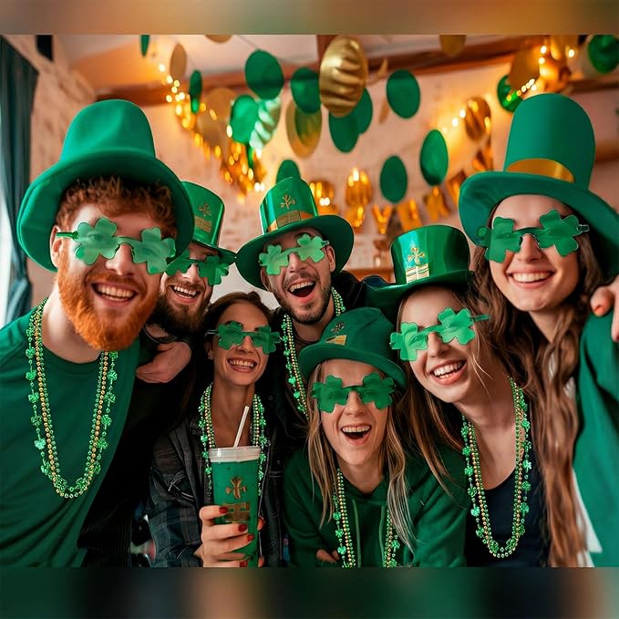 100 Pcs St Patricks Day Accessories Kit Green Necklaces Bulk