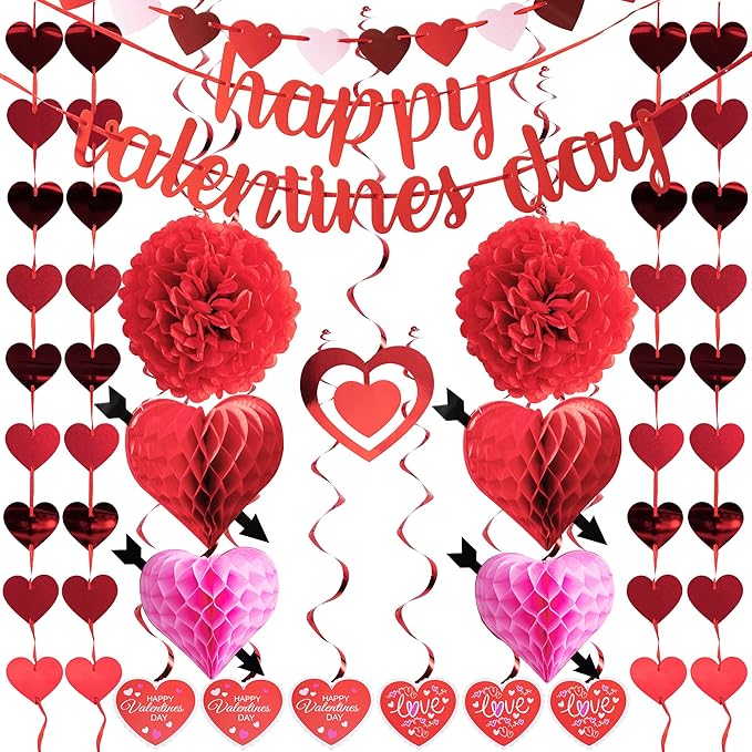 20 Packs Valentine's Day Swirl String Cutout with Garland Party