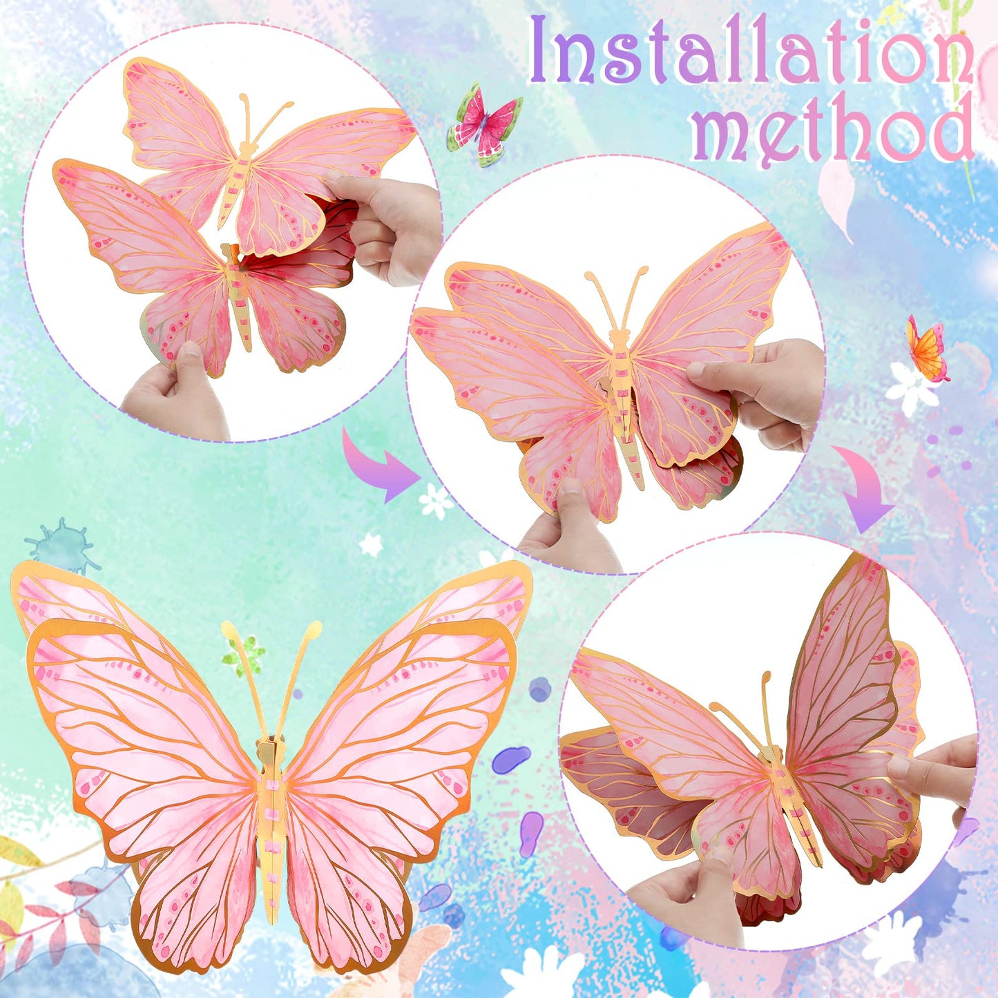 PerKoop 10 Pcs Large Butterfly Centerpieces for Tables Butterfly Party
