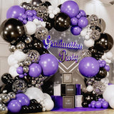 ALL-IN-1 Purple and Black White Balloons Garland & Arch Kit – Small