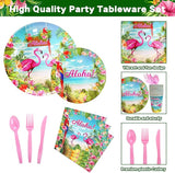 175 Pcs Aloha Tropical Flamingo Party Supplies Set Serves 25