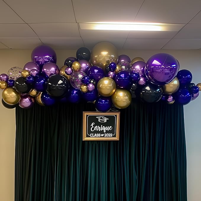 Purple Black and Gold Balloon Arch Kit Graduation Balloon Garland