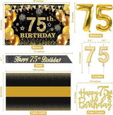 75th Birthday Decorations Men Women with 75th Birthday Banner Black