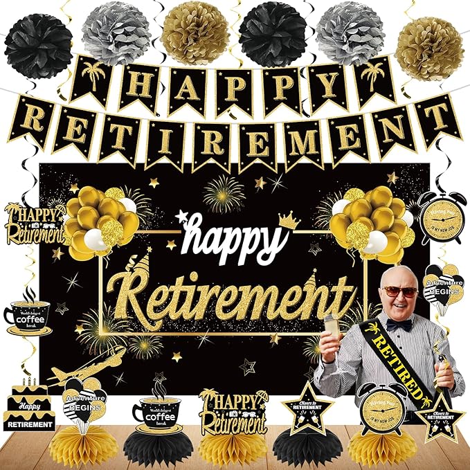 20PCS Happy Retirement Party Decorations Kit for Men Women Kuxriox