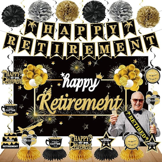 20PCS Happy Retirement Party Decorations Kit for Men Women Kuxriox