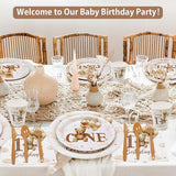 Beary First 1st Birthday Decorations Boy Plates Set 175pcs Teddy