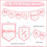 1/2 Birthday Girl Half Birthday Decorations Pink Bow It's My 1/2 Birth