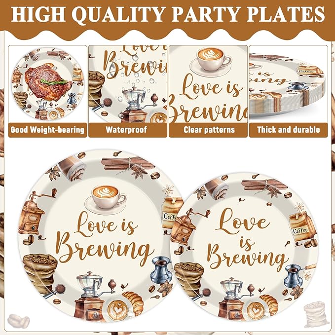 96Pcs Love Is Brewing Party Decorations Bridal Shower Tableware