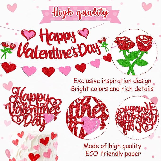 27 PCS Valentine's Day Party Decorations Happy Valentine's Day