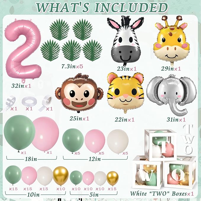 Two Wild Birthday Decorations Jungle Theme 2nd Birthday Decorations