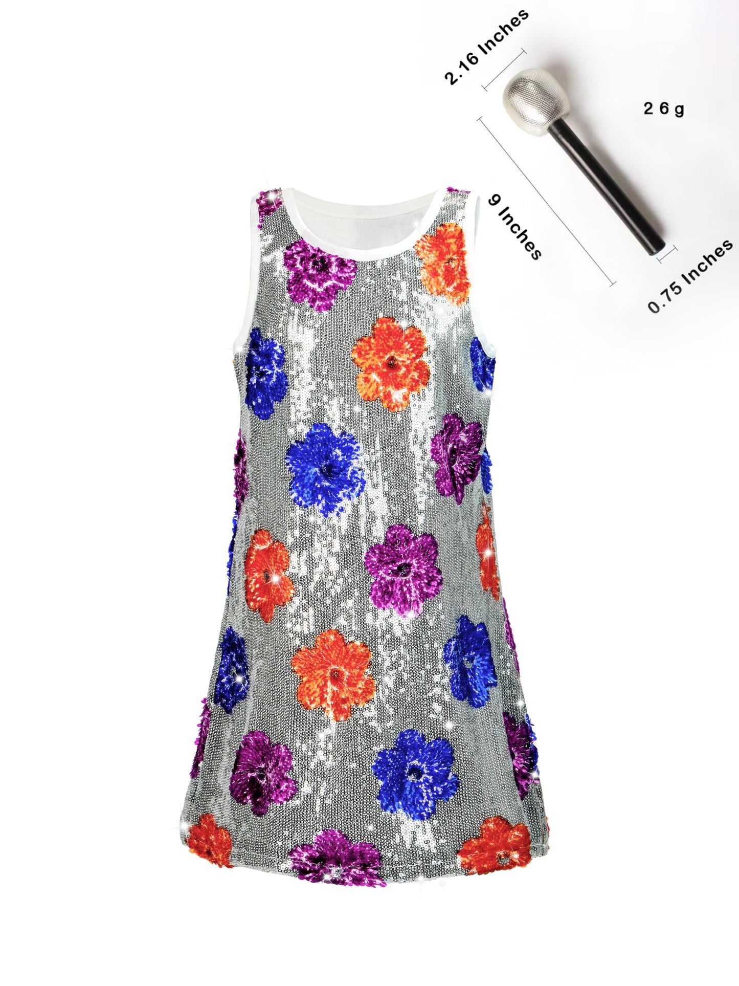 Sinkawa Jackets Girls Sequin Dress Sparkly Sleeveless Costume Prom