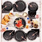 96PCS Black and Rose Gold Party Supplies Rose Gold Paper Plates