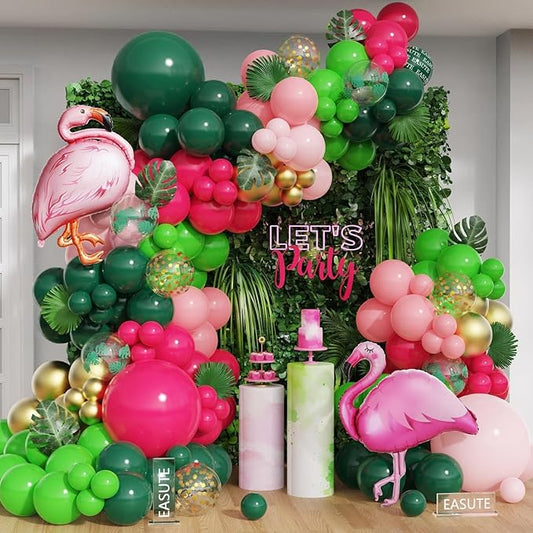 Flamingo Tropical Balloon Arch Kit for Luau & Pool Party Decorations