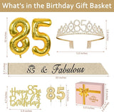 85th Birthday Decorations for Women Gold with 85th Birthday Sash and