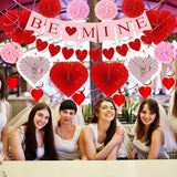 26PCS Valentines Decorations Happy Valentines BE MINE Banner Heart