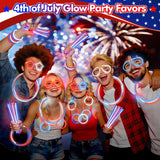 BUDI 467Pcs 4th of July Accessories Glow Sticks: Red White Blue Glow