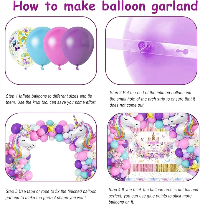 Unicorn Party Decorations Kit 135 Piece Set with 3D Foil Balloons