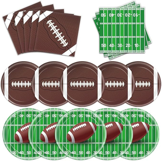 96 PCS Football Party Supplies Plates and Napkins Tableware Set