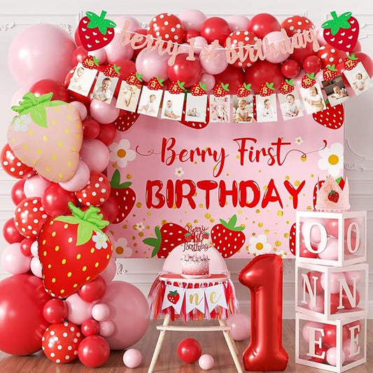 Berry Baby Girl 1st Birthday Decor Strawberry First Birthday